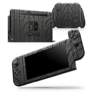 Shiny Black Tire Tread - Skin Wrap Decal Compatible with the Nintendo Switch Console + Dock + JoyCons Bundle
