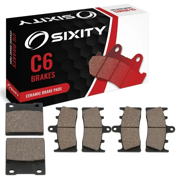 Sixity C6 Front Rear Ceramic Brake Pads compatible with Suzuki GSX1300R for Hayabusa RX RY RK1 RK2 RZK3 RK4 RZK4 RK5 RK6 RZK6 RK7 1999-2007 Complete Set