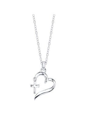 Little Luxuries Women's "Faith Hope Love" Heart with Cross Necklace