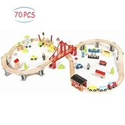 Train Toys for Boys/Girl, 70pcs Educational Toy Train Sets with Tracks, People, Scenery, Car, Etc, Christmas Train Set for Kids Room, Kindergarten, Toy Trains for Toddlers Ages 3 and Up, W5442