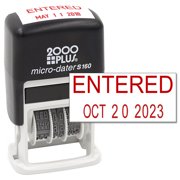 Cosco 2000 PLUS Self-Inking Rubber Date Office Stamp with ENTERED Phrase & Date - RED Ink (Micro-Dater 160), 12-Year Band