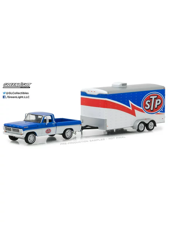 GreenLight 1:64 Hitch & Tow Series 12 1970 Ford F-100 and Enclosed Car Trailer Stp Racing Diecast Vehicles