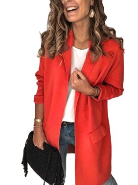 Women's Casual Blazer Long Sleeve Open Front Jacket Cardigan Ladies Casual Office Work Blazers OL Outerwear