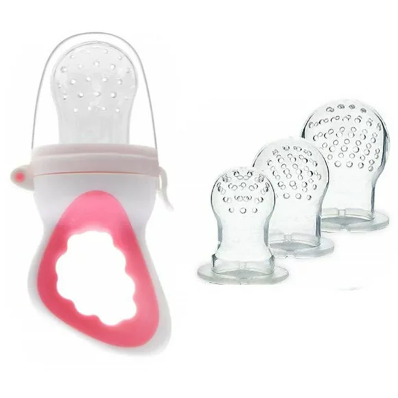 Baby Fruit Feeder, Baby Food Feeder Pacifiers for Teething Relief, Teething Toys for Babies, With Storage Box, Pink