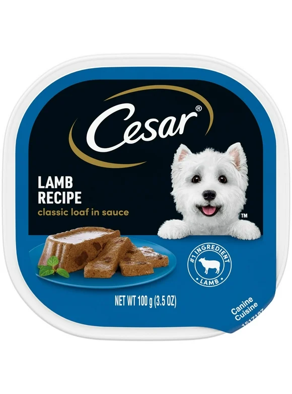 Cesar Classic Loaf in Sauce Lamb Recipe Wet Dog Food, 3.5 oz Tray