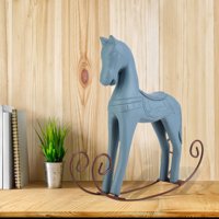 LYUMO Handmade Wooden Rocking Horse Carved Painted Kids Toy Gift Table Decoration,Rocking Horse, Wooden Rocking Horse