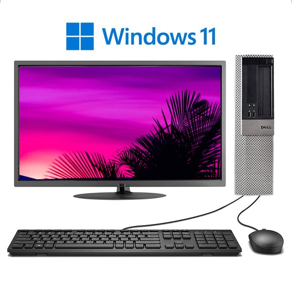 Dell Desktop Computer SFF Windows 11 Intel Core i3 Processor 8GB RAM 500GB HD DVD Wi-fi with a 19" LCD Keyboard and Mouse-Used