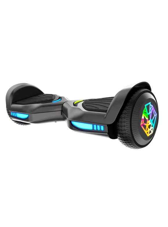 Swagtron Black SwagBOARD EVO Freestyle Hoverboard Bluetooth Speaker Light-Up Wheels, 7 MPH Max Speed
