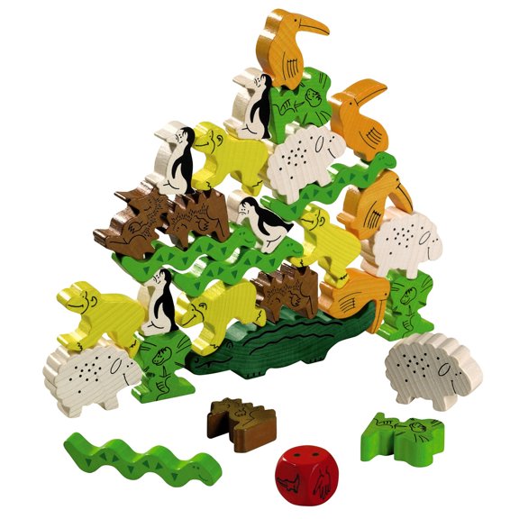 HABA Animal Upon Animal -  Stacking Family Board Game with 30 Wooden Animals