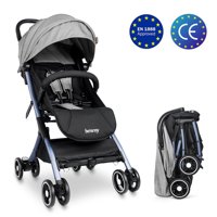 besrey Foldable Lightweight Stroller Compact Travel Stroller, Baby Infant Airplane Stroller for 0-3 Year with Rain Cover & Travel Carry Bag - Gray