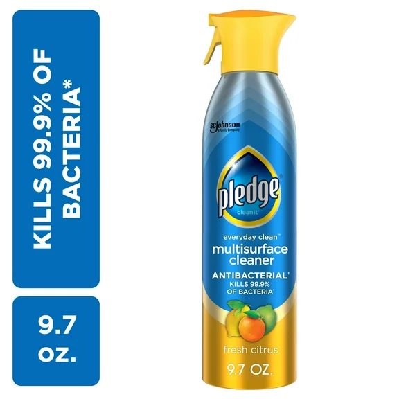 Pledge® Everyday Cleaner™ Multi Surface Antibacterial Cleaner, Aerosol, Fresh Citrus, 9.7 oz