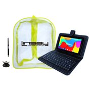 LINSAY 7" 2GB RAM 32GB Android 10 WiFi Tablet with keyboard Black Leather Keyboard, Backpack, Pop Holder and Pen Stylus