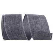 The Ribbon Roll - T92573W-900-40F, Everyday Linen Value Wired Edge Ribbon, Grey, 2-1/2 Inch, 10 Yards