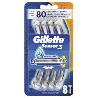 Gillette Sensor3 Disposable Razor for Men with Pivoting Head, 8 ct