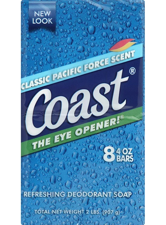 Coast Refreshing Deodorant Soap, Classic Scent 4 oz, 8 ea (Pack of 2)