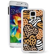 Samsung Galaxy S5 Hard Back Case Cover Animal Prints Hearts (White)