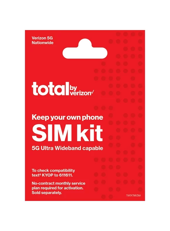 Total By Verizon Bring Your Own Phone Sim Kit, No Airtime - Prepaid