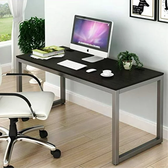 SHW Home Office 55-inch Large Computer Desk, Espresso