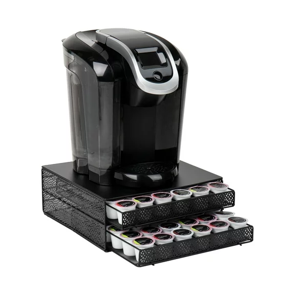 Mind Reader Single Serve Coffee Pod Organizer with 2 Drawers, 72 Pod Capacity, Metal, Black