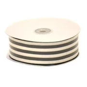 Striped Ribbon in Grey and Cream 1.5 Inch x 25 Yards
