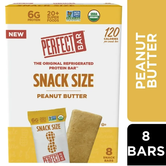 Perfect Bar Snack Size, Peanut Butter Protein Bar, .88 Ounce Bar, 8 Count