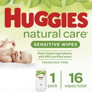 Huggies Natural Care Sensitive Baby Wipes, Unscented, 1 Soft Pack (16 Wipes Total)