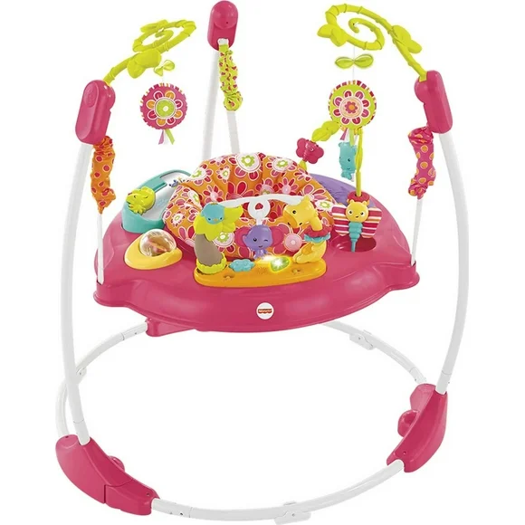 Fisher-Price Baby Bouncer Pink Petals Jumperoo Activity Center with Music and Lights, Unisex
