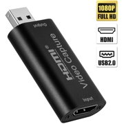 HDMI Video Capture Card,Audio Video Capture Card HDMI to USB2.0 1080P Record, Easily Connect DSLR, Camcorder, or Action Cam to PC or Mac for High Definition Acquisition, Live Broadcasting