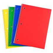 Pen + Gear 1-Subject Wide-Ruled Notebook, Assorted Colors, 10.5" x 8", 80 Sheets Each, 4 Pack