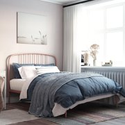 Your Zone Modern Metal Bed, Bed for Kids, Rose Gold, Full Size Frame