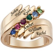 Family Jewelry Personalized Mother's Gold-Plated Birthstones and Names Ring