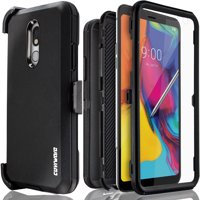 LG Stylo 5 / Stylo 5+ / Stylo 5 Plus Case, COVRWARE [Tri Series] with Built-in [Screen Protector] Heavy Duty Full-Body Triple Layers Protective Armor Holster Cover [Swivel Belt-Clip][Kickstand], Black