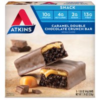 Atkins Snack, Caramel Double Chocolate Crunch Bar, 5 Bars, 1.55 oz (44 g) Each