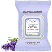 Calming 3-in-1 Face, Hand & Body Wipes with French Lavender and Organic Meadowsweet, for Babies, Kids or Sensitive Skin - 30 ct.