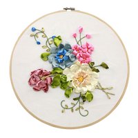 Embroidery Beginner Kit DIY Floral Silk Ribbon Embroidery Beginner Kit Cross Stitch Stamped 3D Embroidery Kit