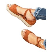 Womens Flat Platform Espadrilles Sandals Summer Beach Ankle Strap Peep Toe Shoes