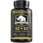 Max Strength D3 + K2: 10,000 iu D and 1500 mcg K-2 by SuperDosing 90 Caps. High Potency for Heart and Bone Health. Boost Your Energy and Immune System with Our Best Vitamin D and Vit K Supplement