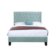 Emerald Home Amelia Light Blue Upholstered Bed with Tufted, Padded Headboard And Platform Style Base, Twin