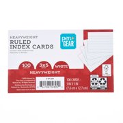 Pen + Gear Heavyweight Ruled Index Cards, White, 100 Count, 3" x 5"