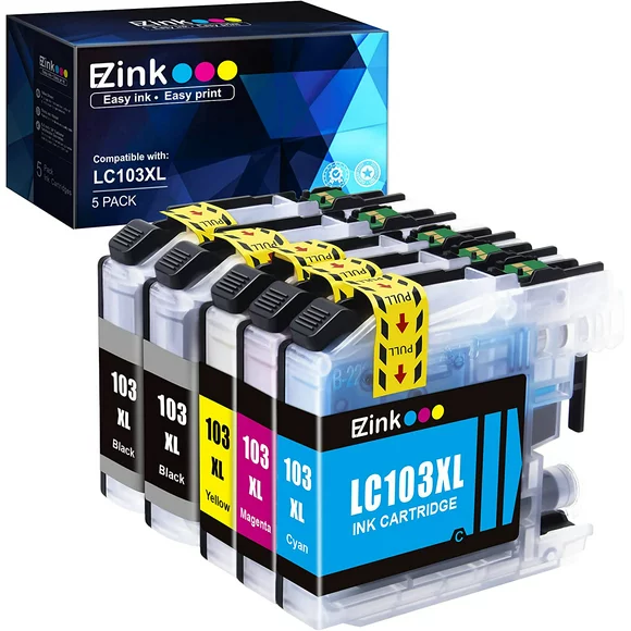E-Z Ink LC103 Compatible  Ink Cartridge Replacement for Brother LC103 LC103XL LC101 to use with MFC-J870DW MFC-J6920DW MFC-J6520DW (5 Pack)