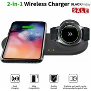 Black Friday Clearance!!!iPhone Wireless Charger,2 in 1 Qi Charging Pad Stand Compatible with Apple Watch Series 1/2/3/4 iPhone X iPhone 8/8Plus for Samsung Galaxy Note