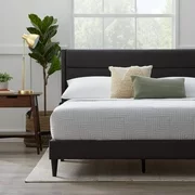 Rest Haven Linen Inspired Triple Lined Upholstered Bed, Queen, Charcoal