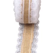 10M Lace Ribbon Hessian Burlap Craft Ribbon Roll for DIY Crafts Home Wedding Decoration