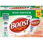 Boost High Protein Ready to Drink Nutritional Drink, Creamy Strawberry, 24 Count (2 - 12 Packs)