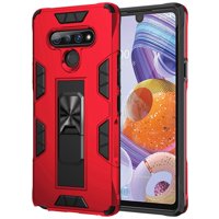 Dteck Case For LG Stylo 6 (6.8 inches) 2020 Released, Shockproof Armor Rugged Rubber Case Hybrid Hard PC Back Kickstand Protective Cover ,Red