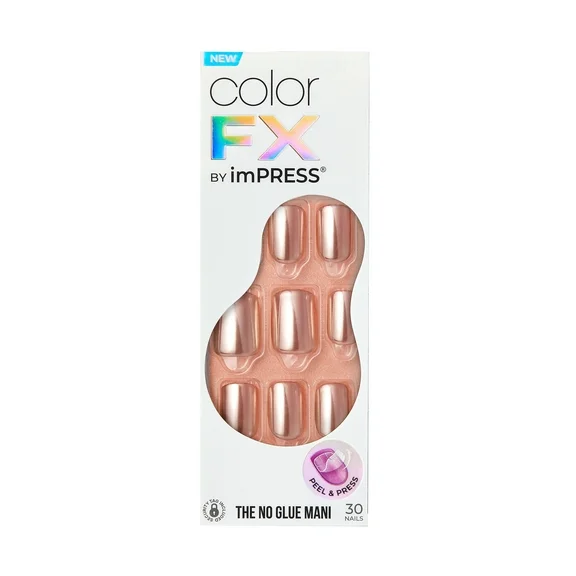 KISS imPRESS Color FX Press-On Nails, No Glue Needed, Pink, Short Square, 33 Ct.
