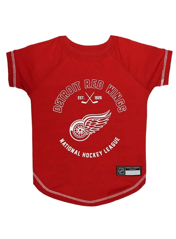 Pets First NHL Detroit Red Wings T-Shirt - Licensed, Wrinkle-free, stretchable Tee Shirt for Dogs & Cats