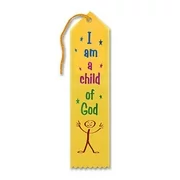 Pack of 6 Yellow "I Am A Child Of God Award" Decorative Award Ribbon Bookmarks 8"