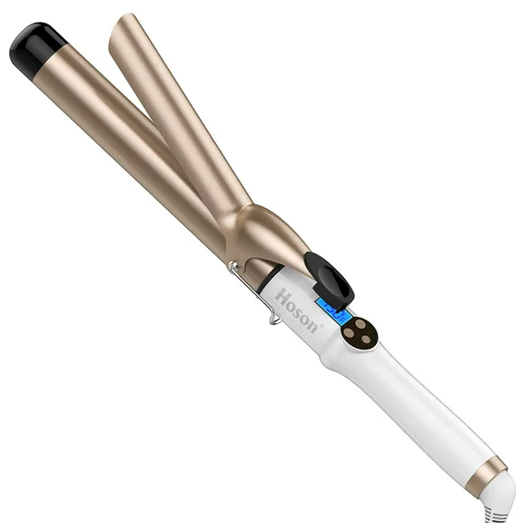 Hoson 1 1/4 inch Curling Iron Professional Ceramic Tourmaline Coating Barrel Hair Curling Wand LCD Display with 9 Heat Setting(225°F to 450°F for All Hair Types, Glove Include)