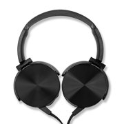 Over Ear Headphone Earphone Headset with Mic Wired Noise Cancellation Modern Metallic Design - Black